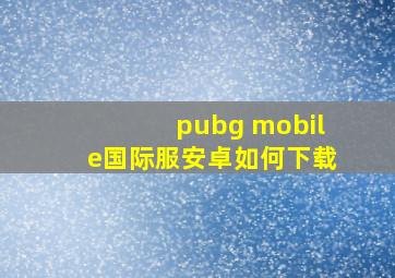 pubg mobile国际服安卓如何下载